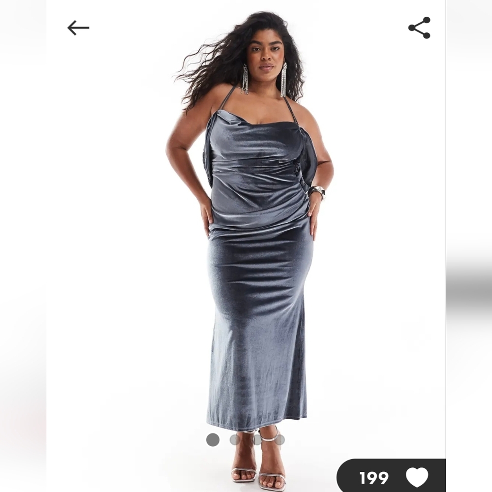 🎊HP🎉 ASOS Curve Velvet Cowl Back Midi Dress - Picture 2 of 6